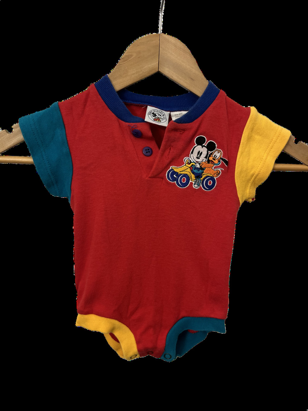 Vintage Baby Mickey & Co. Mickey Mouse Racing Embroidered Infant outfit 6/9 mont